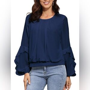 Elegant Navy Blue Women's Blouse